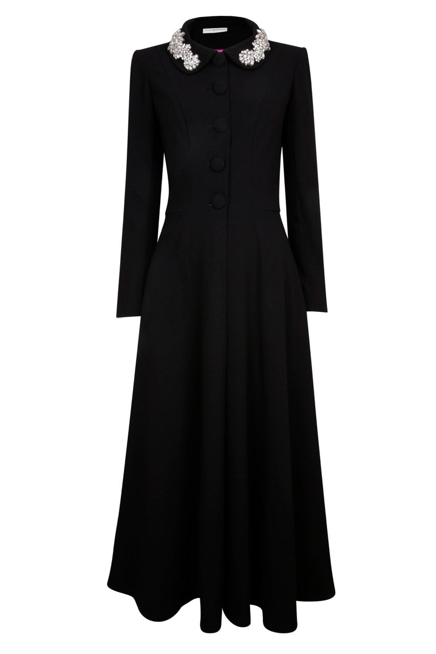 Grace Coat Dress Long Black Crystal1