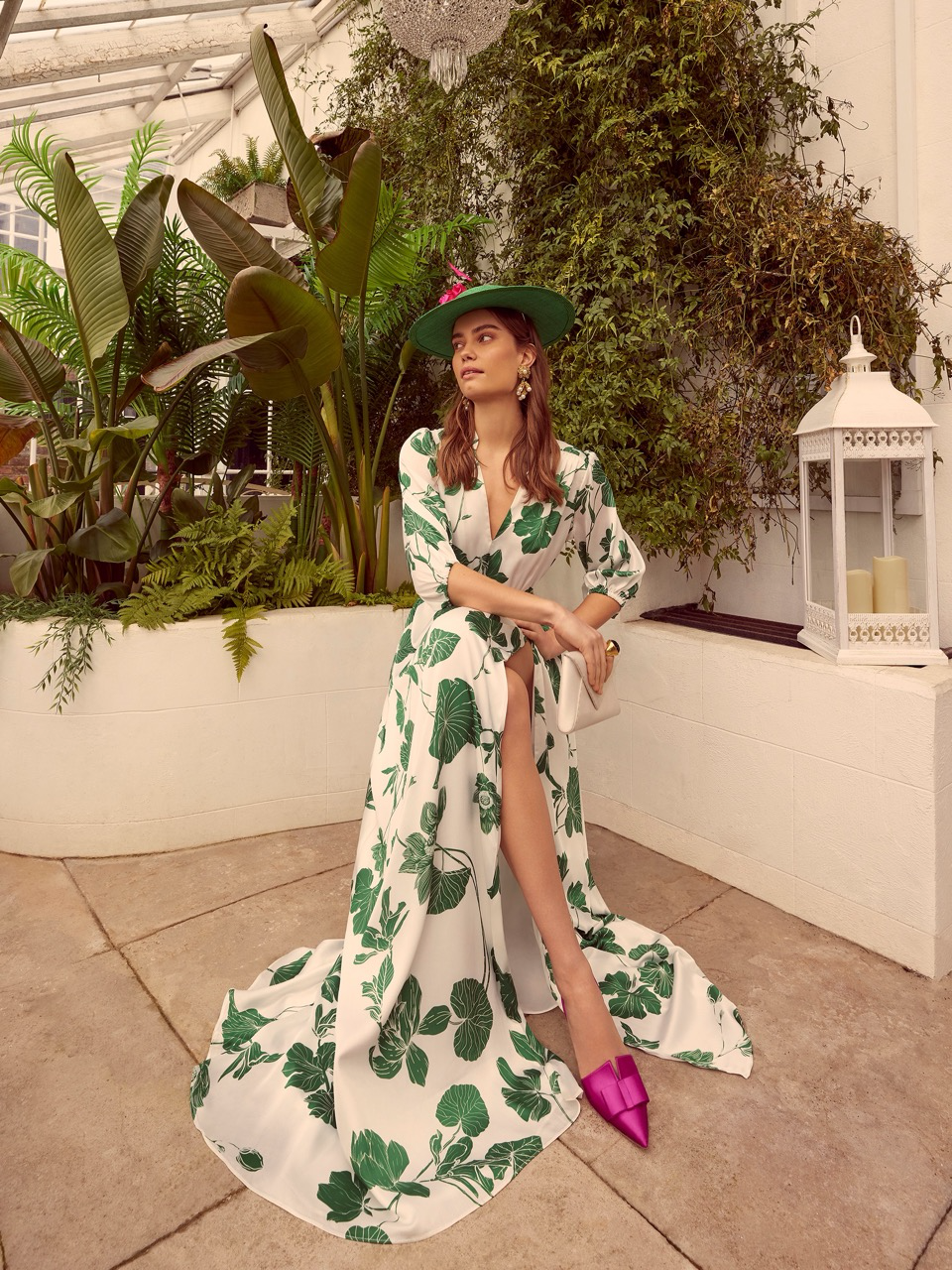 Maxi dress online leaf print