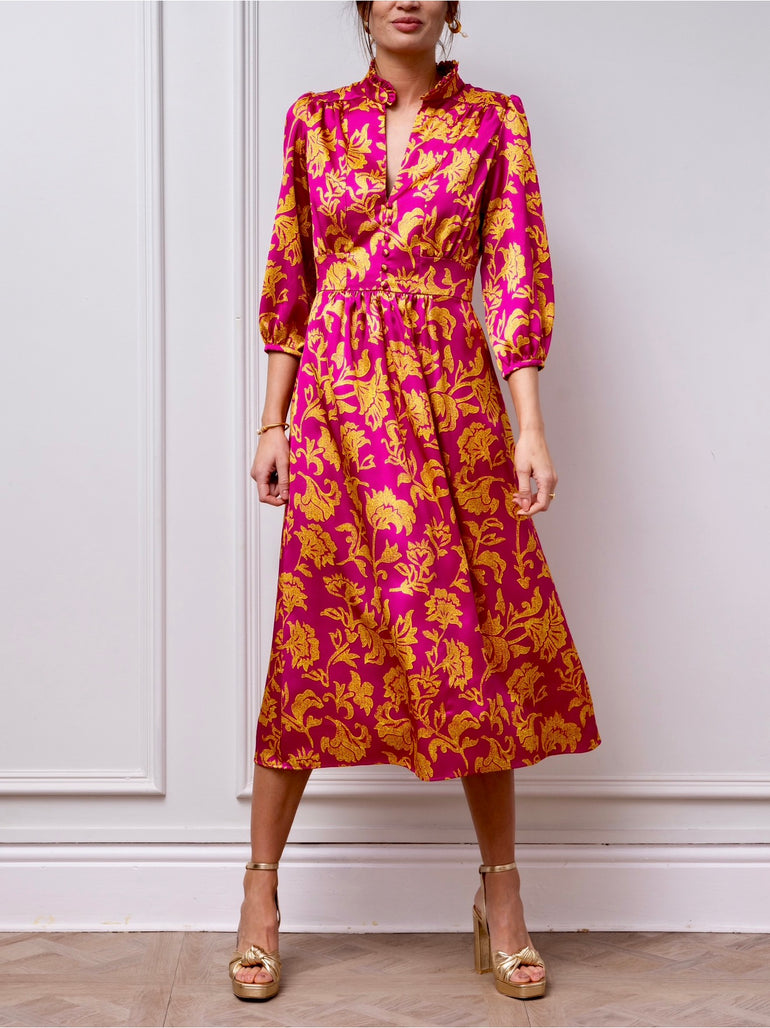 Portia Dress - Magenta Gold Claire Mischevani Portia Dress - Magenta Gold Claire Mischevani