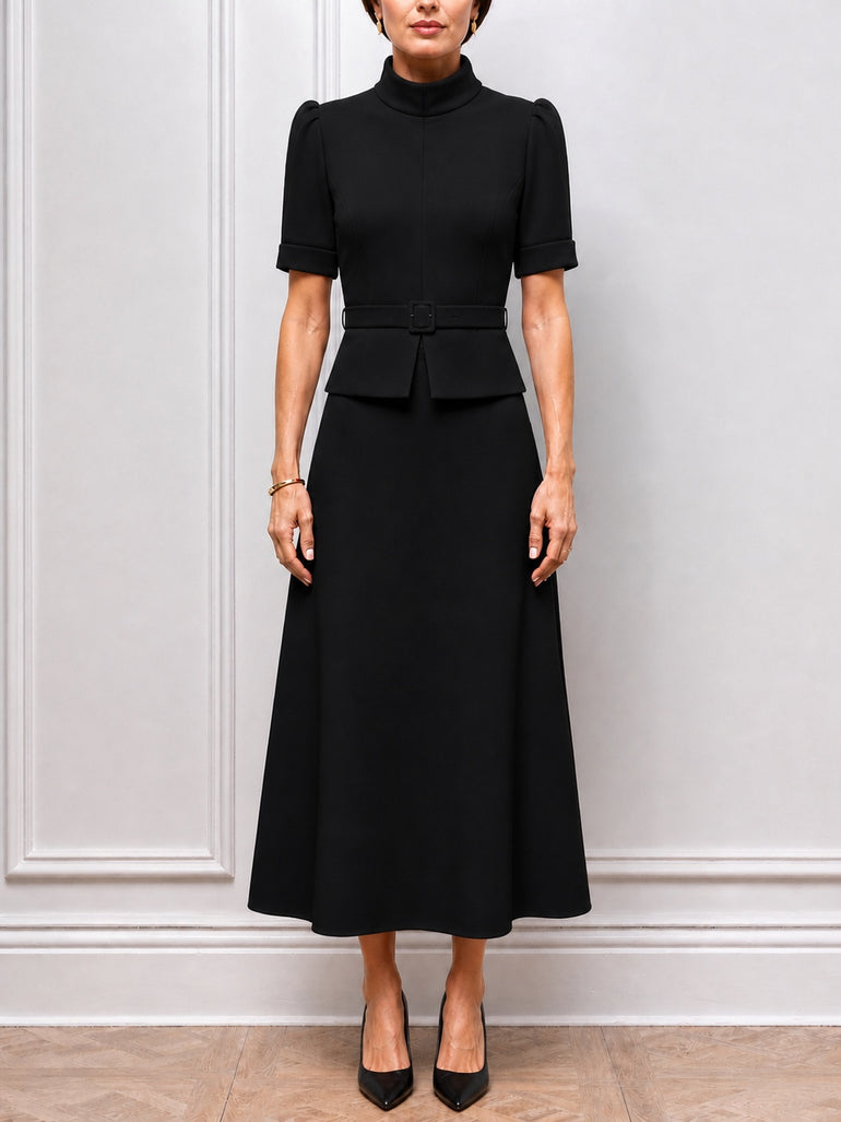 Chloe black skirt suit by Claire Mischevani, front view