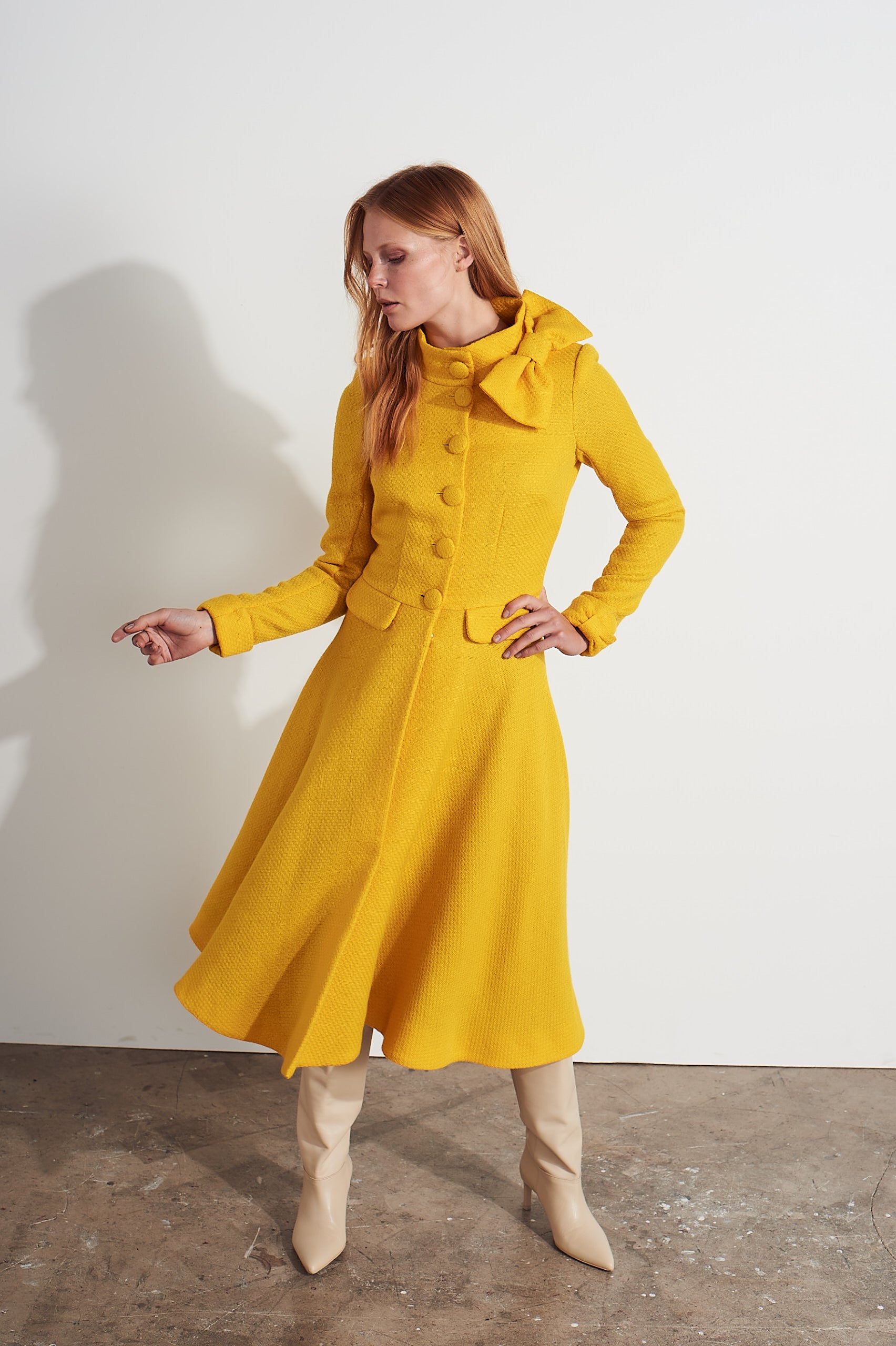 Mustard yellow long clearance coat